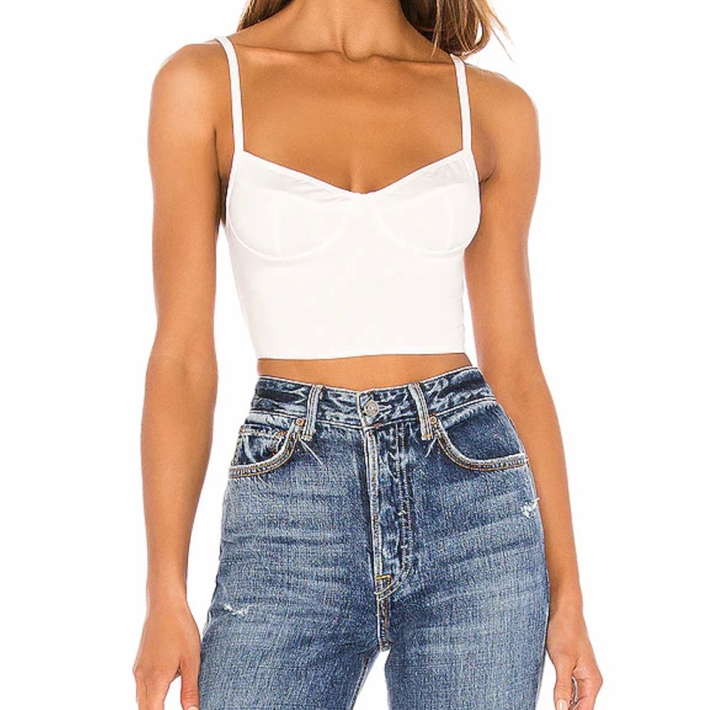 INDAH BODY Cutlass Solid Bustier Crop Tank Ivory